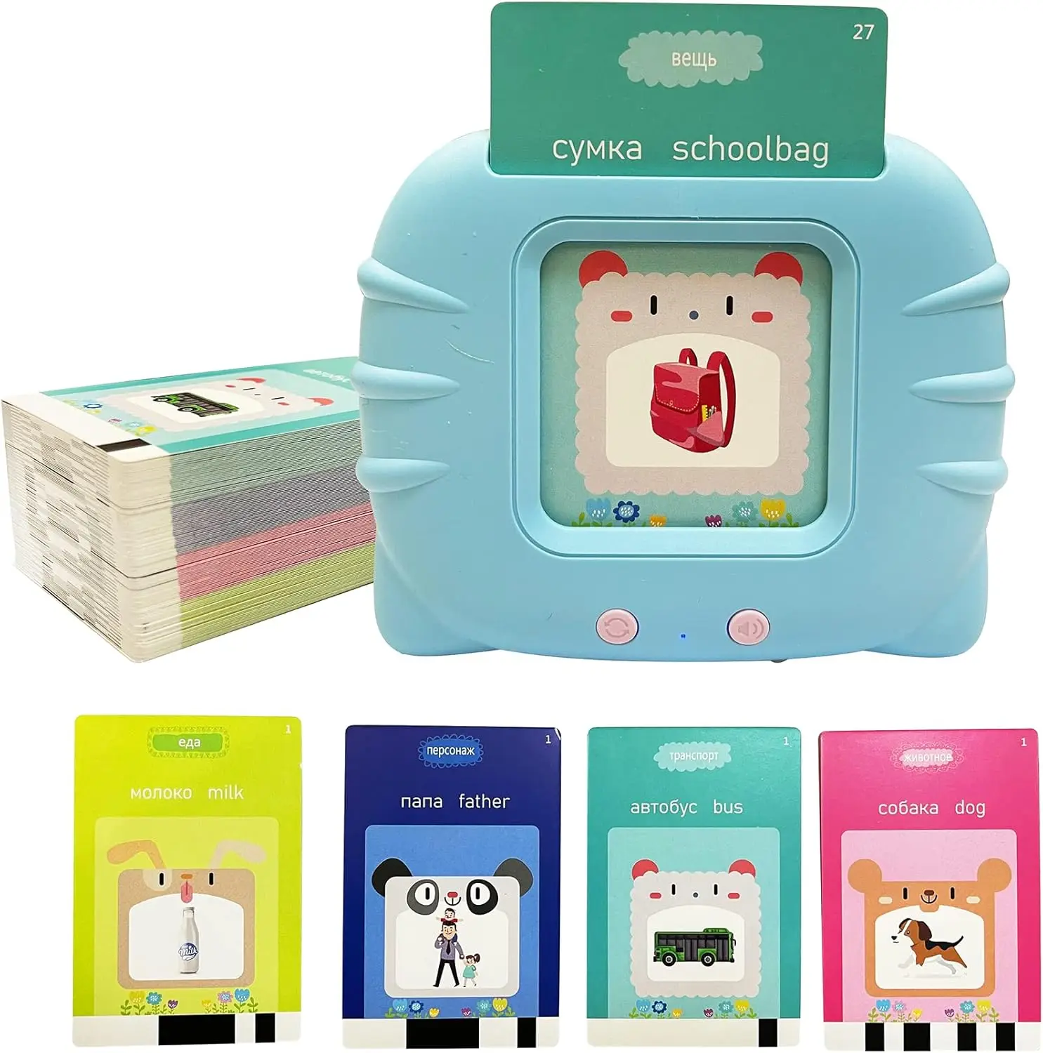 بطاقات فلاش لالتقاط اللغة الروسية 112 قطعة، تعليم وتعلم الكلمات الأبجدية الروسية الأساسية للأطفال، التعلم المبكر ثنائي اللغة T