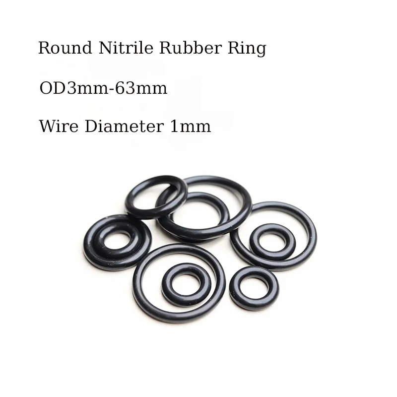 

20PCS Black O-Ring Gasket Thickness 1mm Outer Diameter 3/4/5/6/7/8/9/10/11-63mm Round Nitrile Rubber Seal Resist Sealing Washer