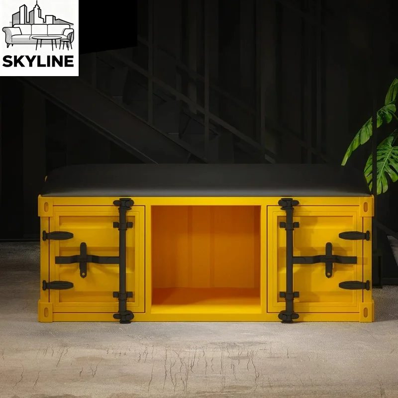 Industrial style vintage sofa stool, milk tea shop shoe stool, container storage stool