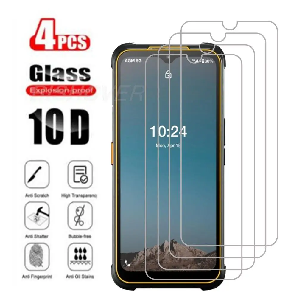 4PCS Tempered Glass For AGM Glory G1S H5 Glory Pro SE X5 G1 5G Tempered Glass Protective Screen Protector Cover Film