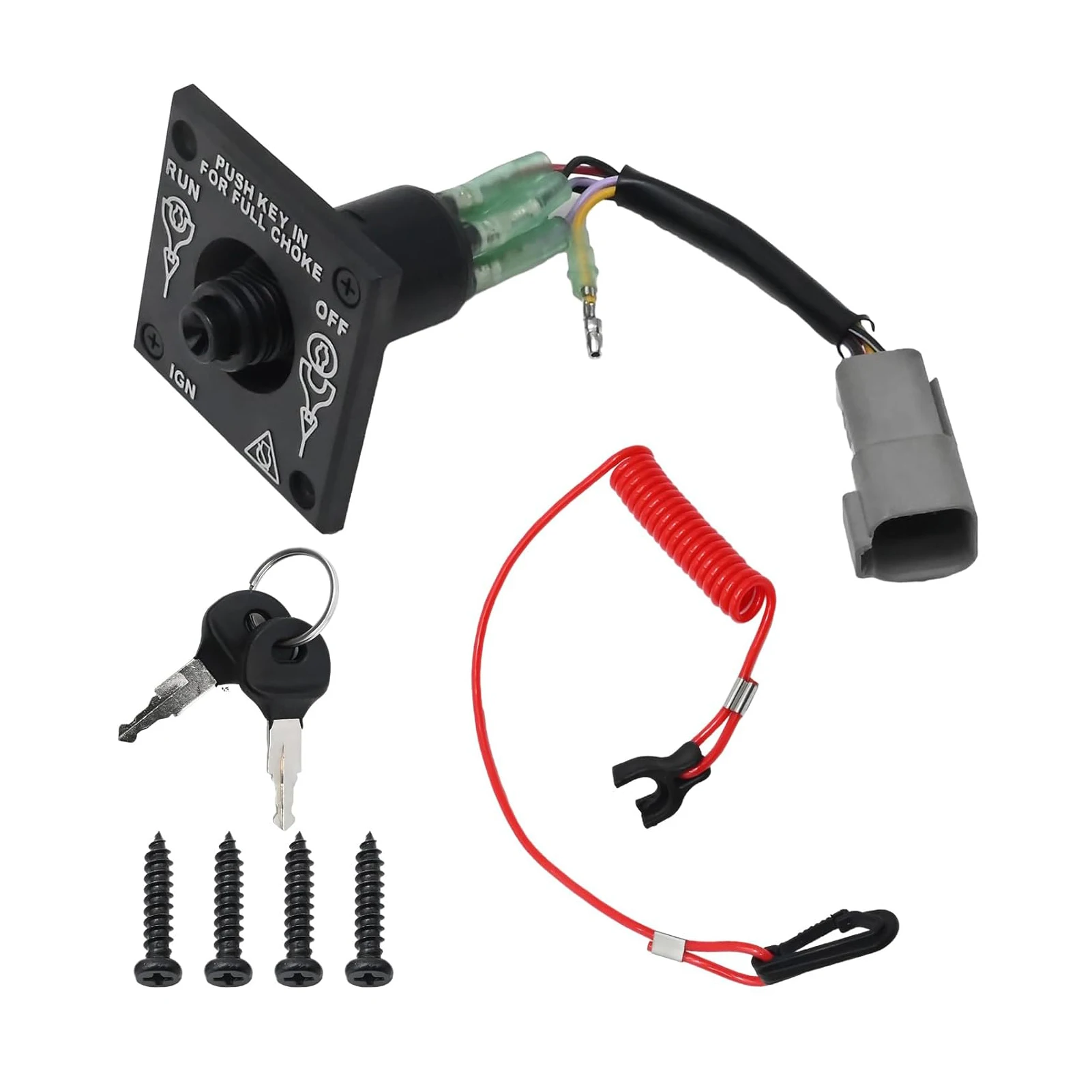 Outboard Engine Ignition Switch with 2 Keys 176408 For Johnson BRP Evinrude Boat Ignition and Safety Switch Kit