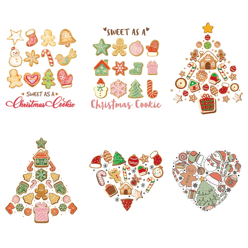 ملصق نقل حراري لسترة تي شيرت ، ملصقات أزياء ذاتية الصنع ، إكسسوارات ملابس ، رجل ثلج عيد الميلاد ، رجل خبز الزنجبيل ، مكواة #1