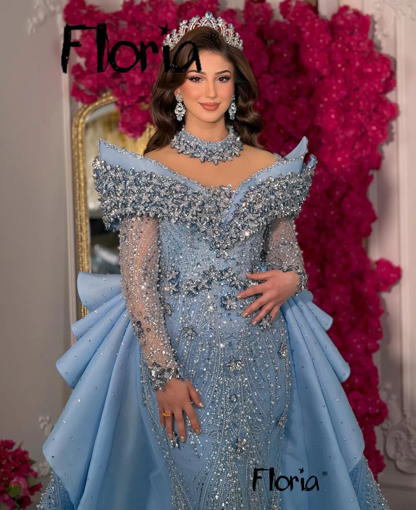 luxury custom embroidered formal dresses Custom mother of the bride dresses Luxury Embroidery Lace Gown Evening