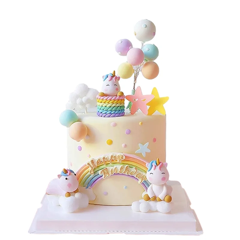 Unicorn Girl Cake Topper Kids One Year Old Birthday Party Supplies Rainbow Unicorn Theme Girl\'s 16th Birthday Cupcake Decoration