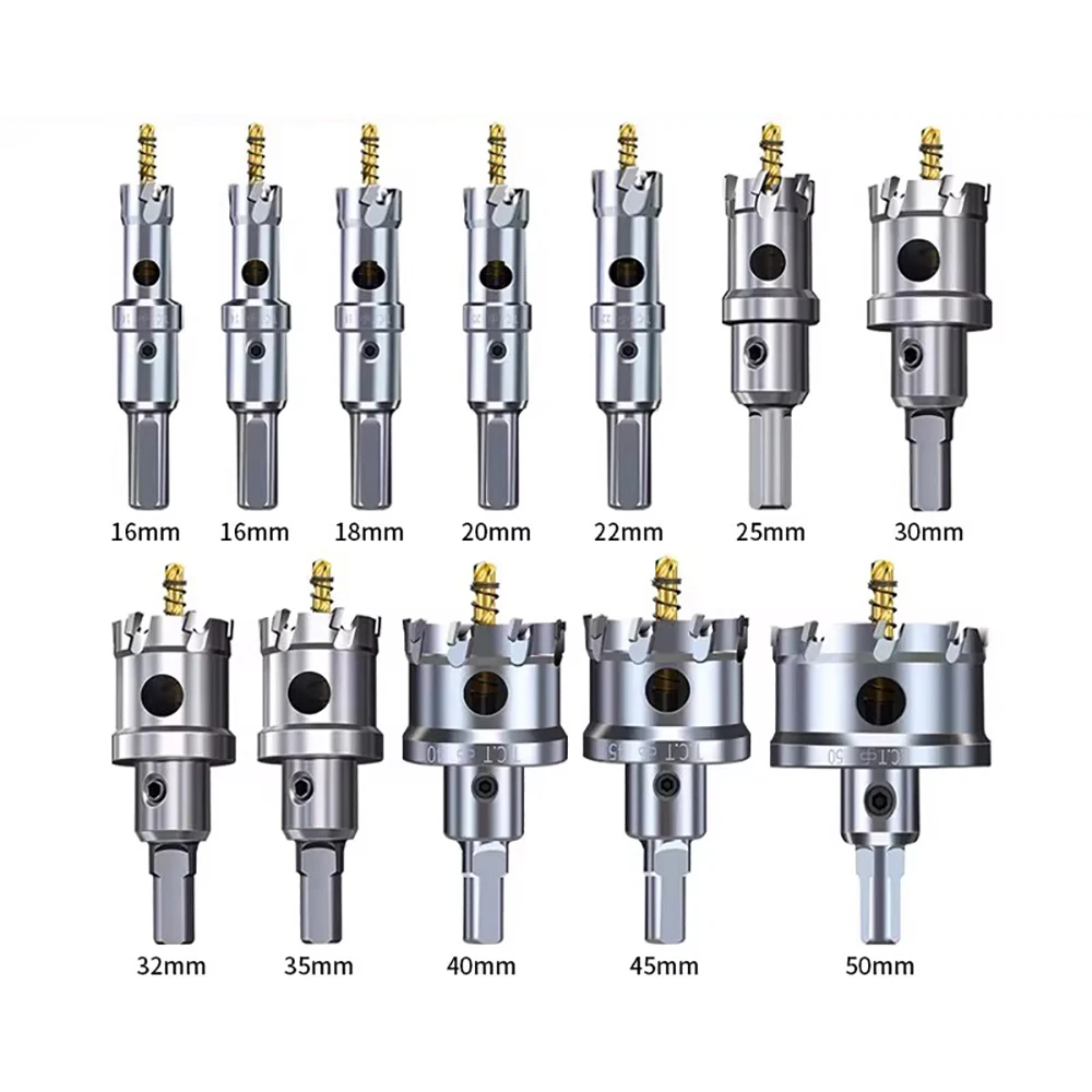 12-Piece Multi-Function High-Hardness Hole Cutter Set, Alloy Drill Bits for Metal & Stainless Steel