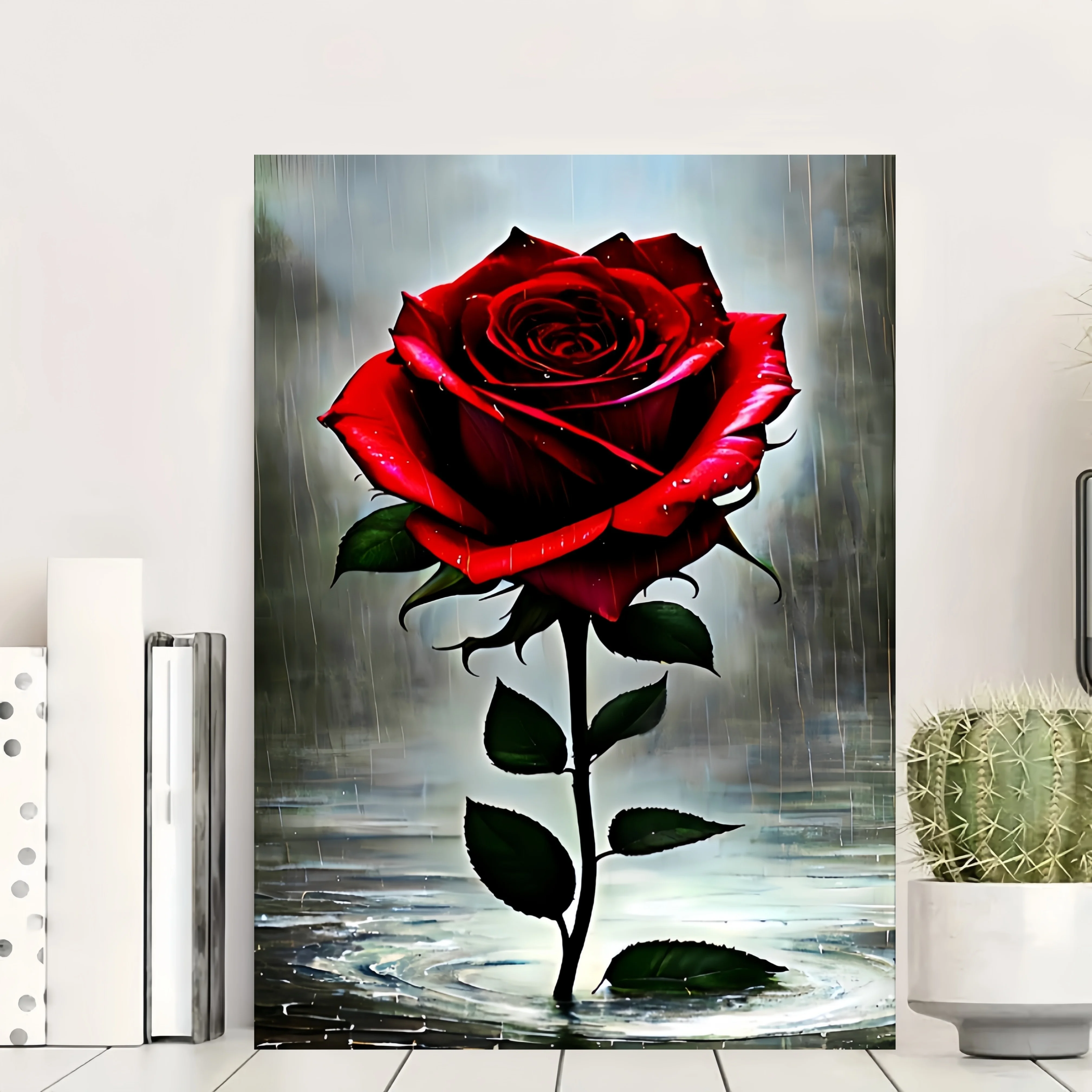 雨の中の赤いバラ ジグソーパズル 大人向け ロマンチックなテーマ 知的ゲーム ホームレジャー 芸術的装飾 パズルおもちゃ