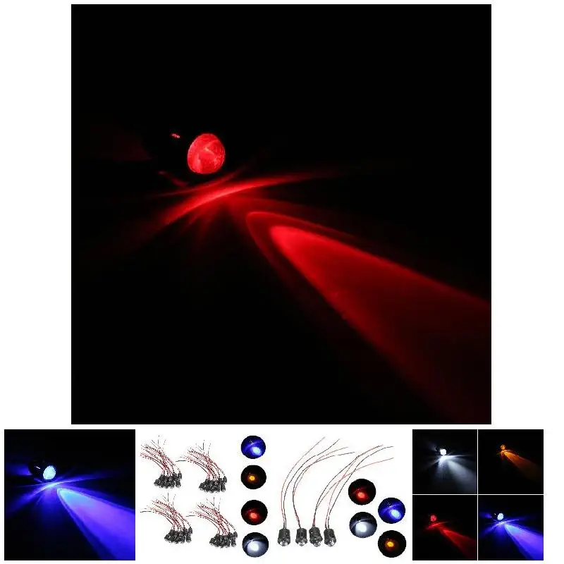 10 sztuk/zestaw 12V 10mm wstępnie okablowana Ultra jasny LED kabel do żarówka przeźroczysta wody 20cm wstępnie okablowana lampa Led