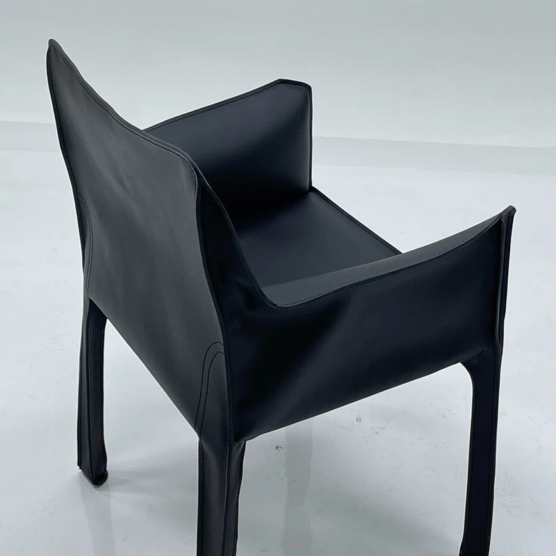 

Luxury Italian Saddle Leather Arm Stool Dining Chair Home Backrest