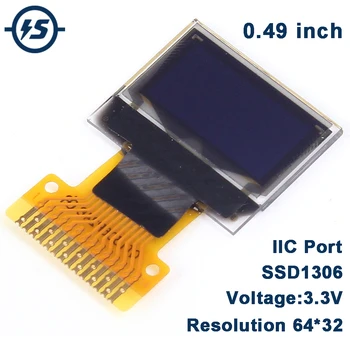 0.49 인치 OLED 디스플레이 모듈 IIC 포트, Arduino AVR STM32 SD1306 흰색 0.49 