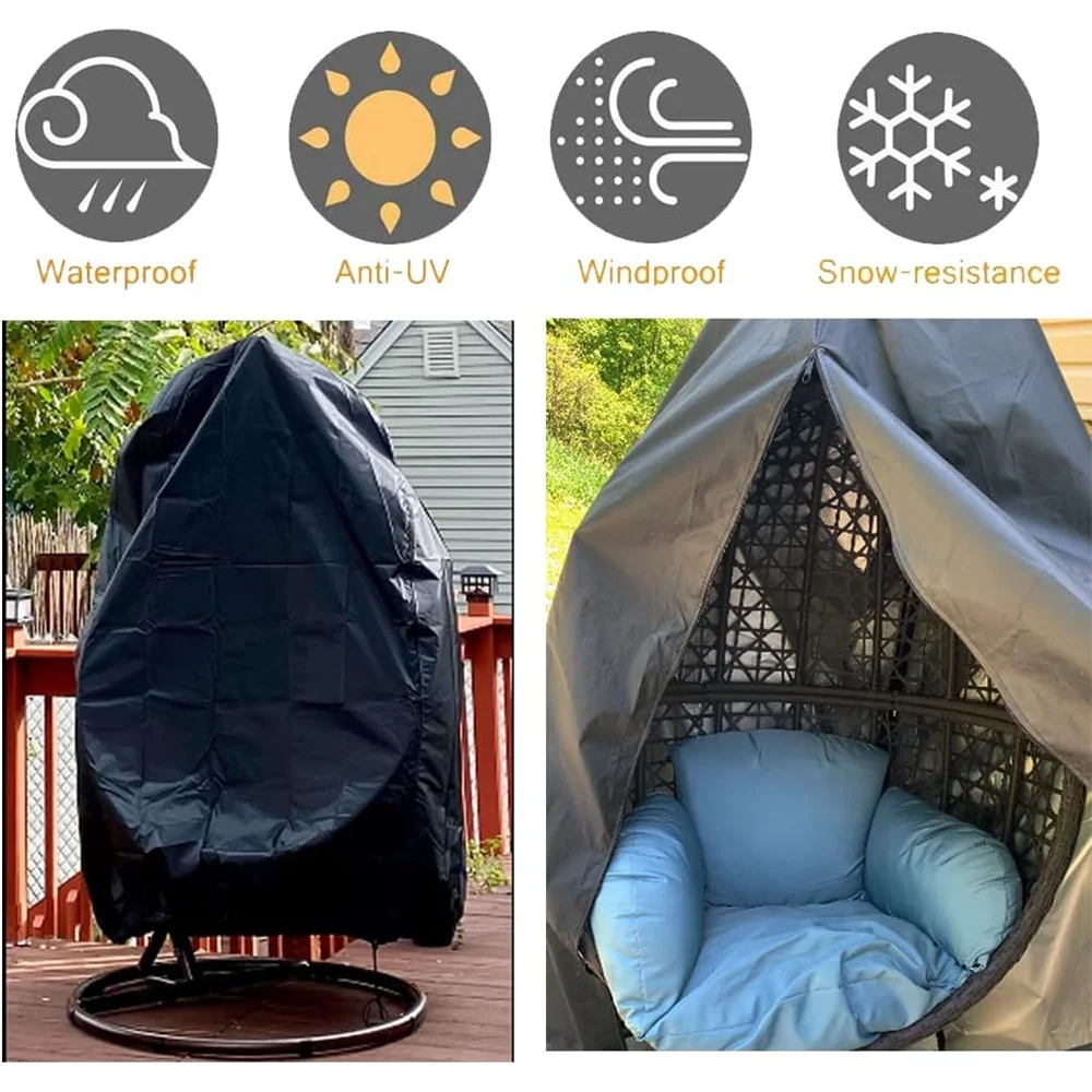 210D Waterproof Outdoor Egg Swing Chair Cover, Durable Weatherproof & Dustproof Protector for Patio, Garden & Courtyard