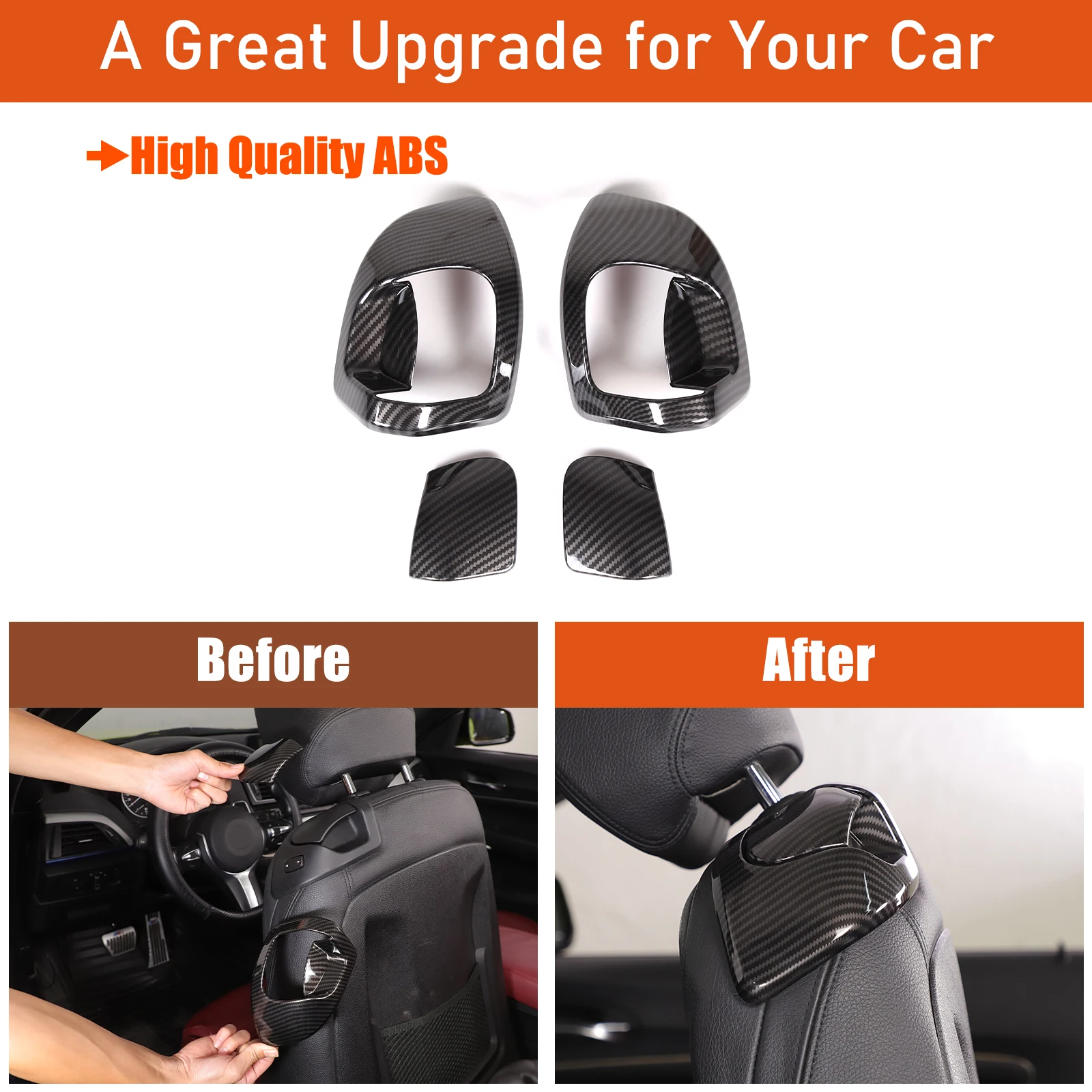

4Pcs ABS carbon fiber For BMW 2 Series F22 F23 2014-2019 two-door car front seat flip switch cover sticker Car accessories