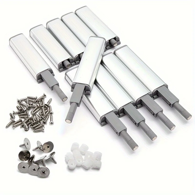 10pcs Cabinet Magnetic Push Lock, Cabinet Hardware  Touch Lock, Kitchen Door Push Release Lock, For Drawer Closing Push Buckle