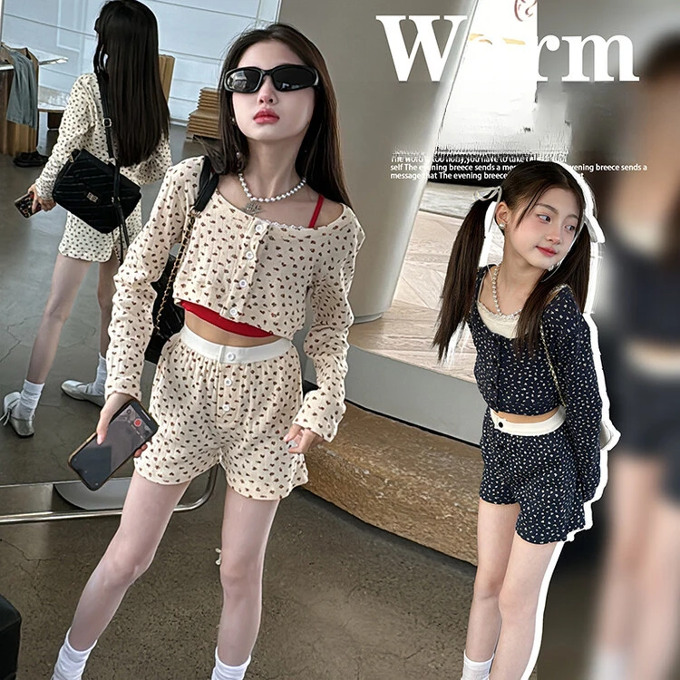 

Girls Suits Spring Clothes 2024 New Children Big Girls Spring and Summer Girls Three-piece Set Clothes Suits Korean Simple Style