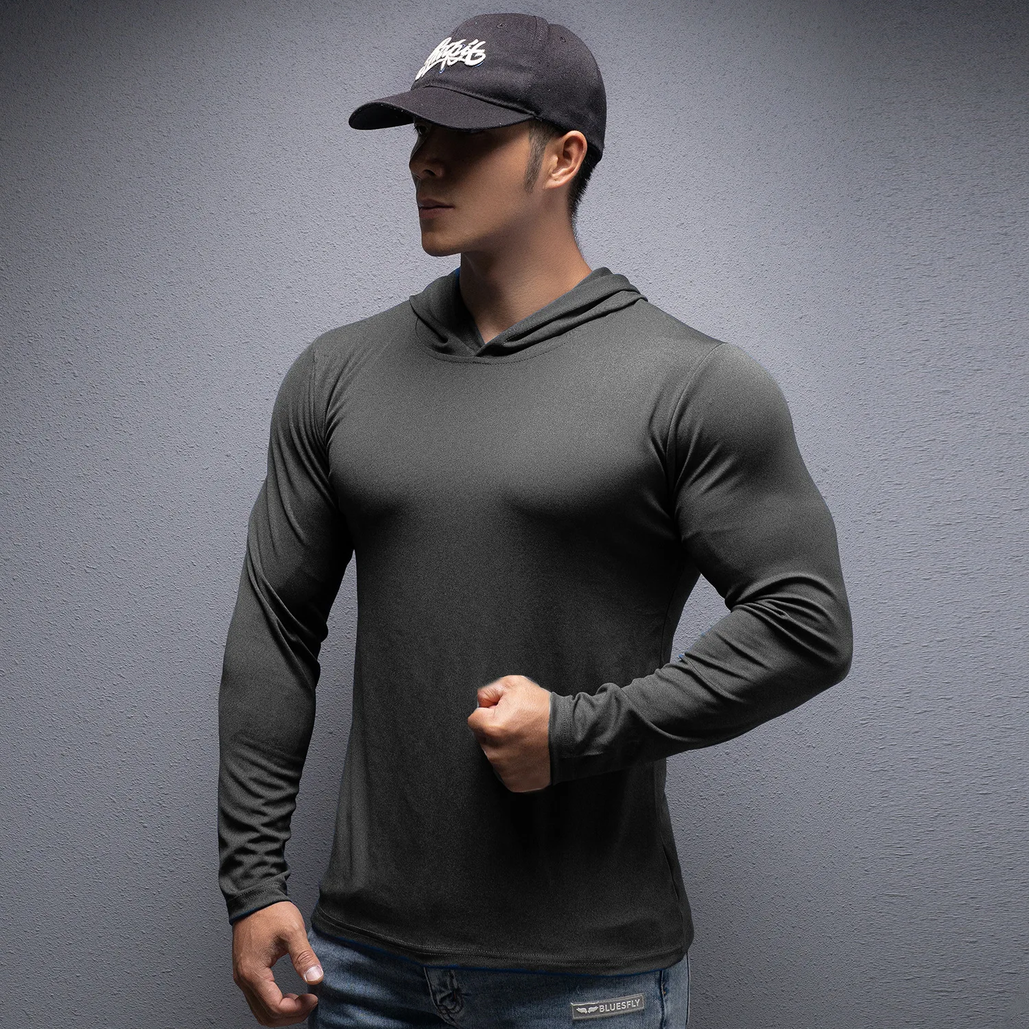 Spring autumn Fitness T-shirt Men\'s Long Sleeve Quick Drying GYM Tight Sports Thin Top Training T-shirt men hoodie sportswear