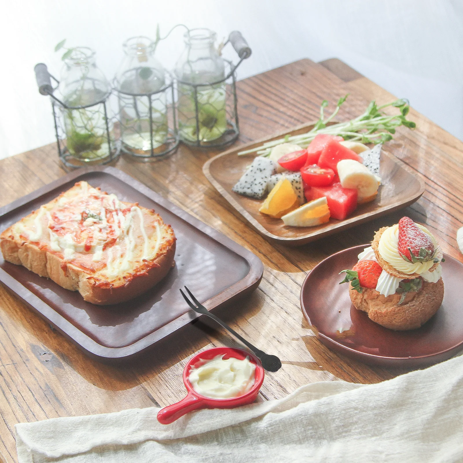 

10 Pcs Cake Forks Party Tableware Creative Fruit Kitchen Gadgets Stainless Steel Fruits Appetizer