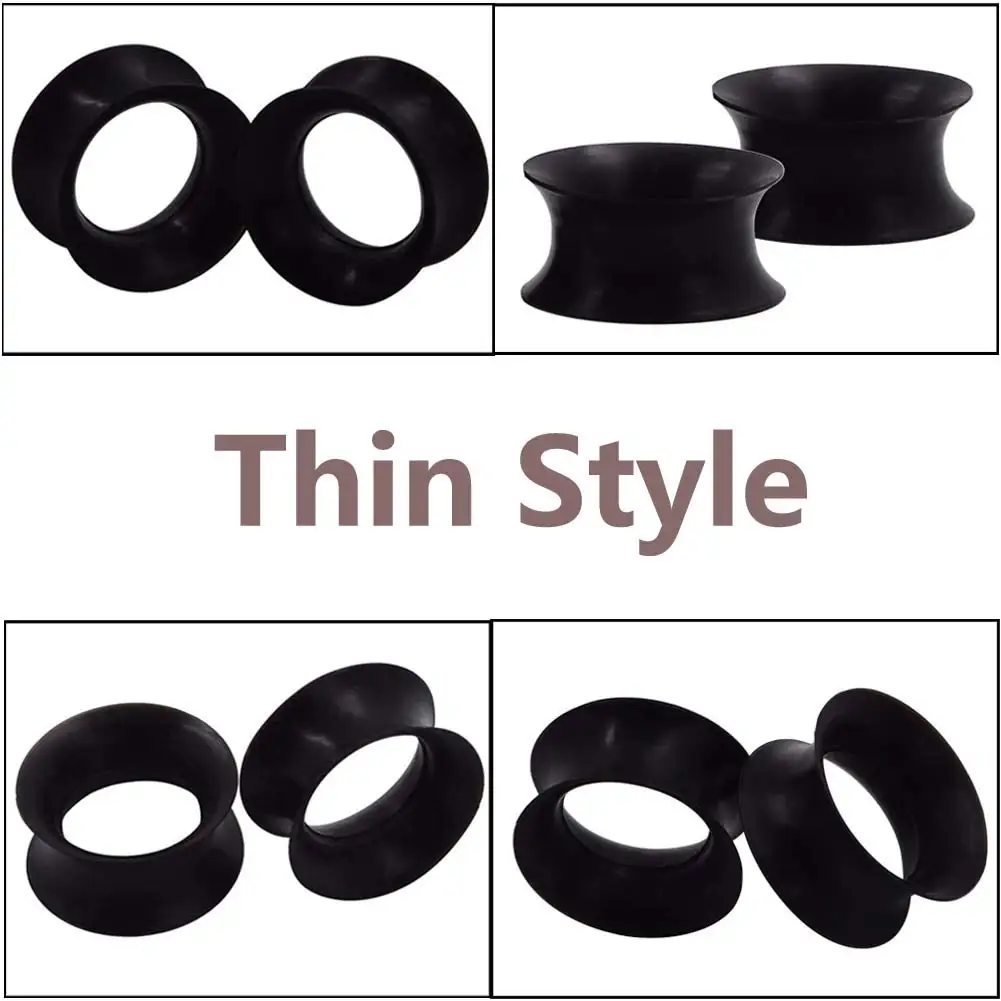 22pcs 8G-3/4 Ultra Thin Silicone Double Flared Flexible Tunnel Ear Stretching Plug Gauge Kit - 11 Pairs