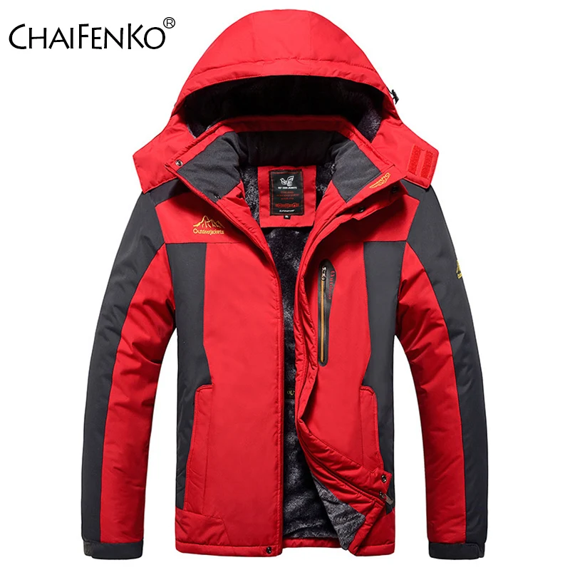 

Winter Fleece Thickening Men Coat Outdoors Loose Windproof Keep Warm Removable Hat Tops New Fashion Casual Color Block Parka Men