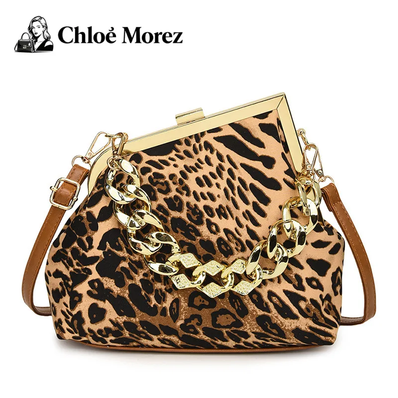 Tas Selempang Motif Leopard Tas Selempang PU Bergaya untuk Wanita Tas Bahu