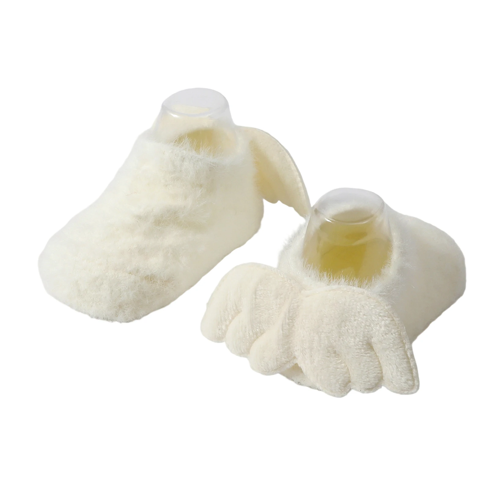 

Baby Girls Boys Crew Socks Fuzzy Cotton Socks with 3D Wings Grippers for Infants Toddlers