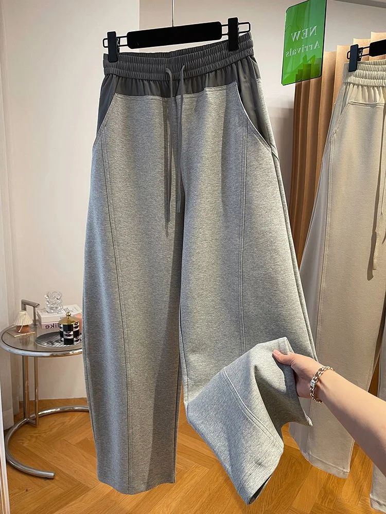 

plus Size High Waist Wide Leg Banana Pants Casual Splice Design Spring Autumn Women's Clothing Comfortable Trousers