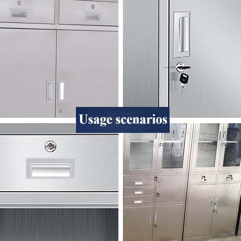 Stainless Steel Cabinet Handle for File Cabinet Drawer Metal Pull Embedded Hardware Accessories