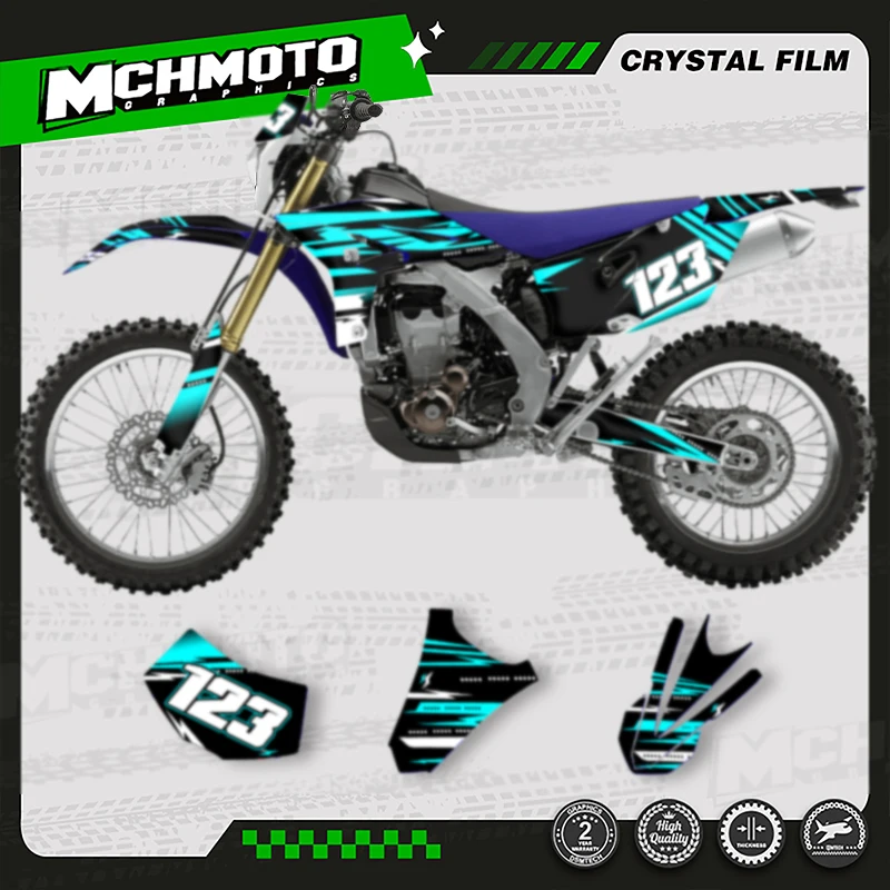 

MCHMFG мотоциклетная графическая фоновая наклейка, наборы наклеек для YAMAHA 2012 2013 2014 2015 WRF450 WRF 450, номер имени на заказ