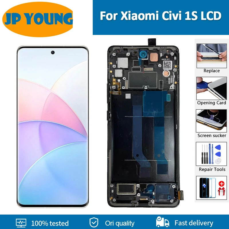 6.55'' OLED LCD For Xiaomi Civi 1S With Frame LCD Display Digitizer Assembly For Xiaomi civi 1s Touch Screen Replacement Parts