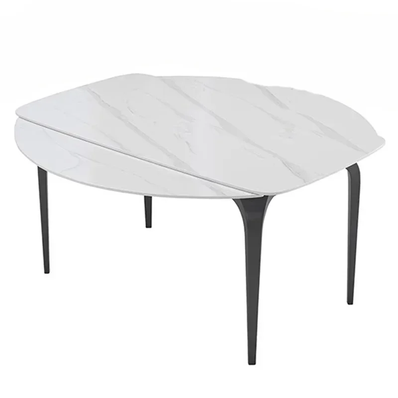 Luxe Scandinavische eettafel Wit rond ontwerp Moderne eettafel Uitschuifbare minimalistische tafel Pliante Decoratieaccessoires