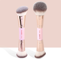 MAANGE 2PCS Foundation Makeup Brush Double-ended Flat/Angle Top Contour Brush for Beauty Blending Liquid Powder Concealer Cream