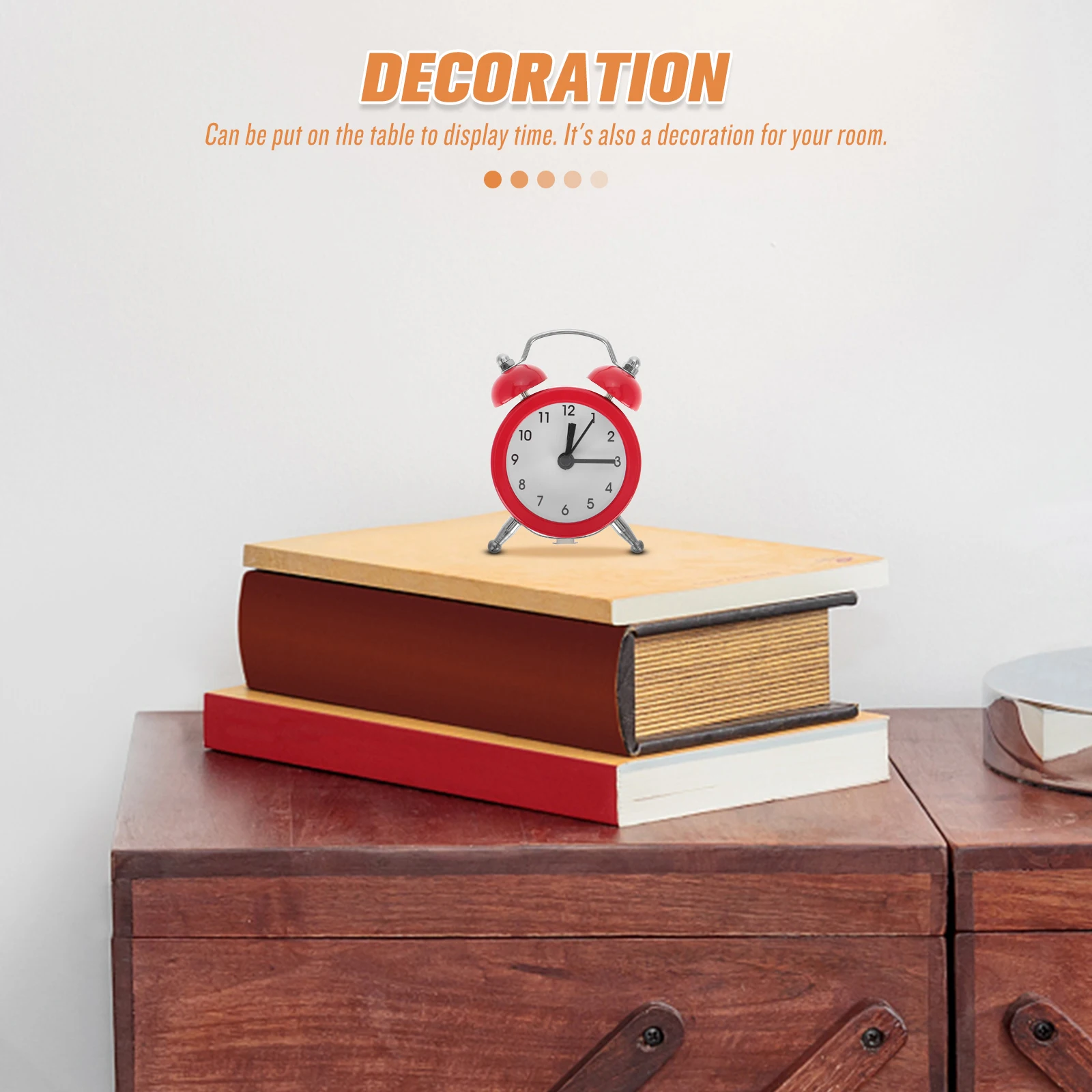 

Creative Metal Mini Alarm Clock Desktop Decor Small Fresh Rural Style Practical Gift Home Bedroom Red