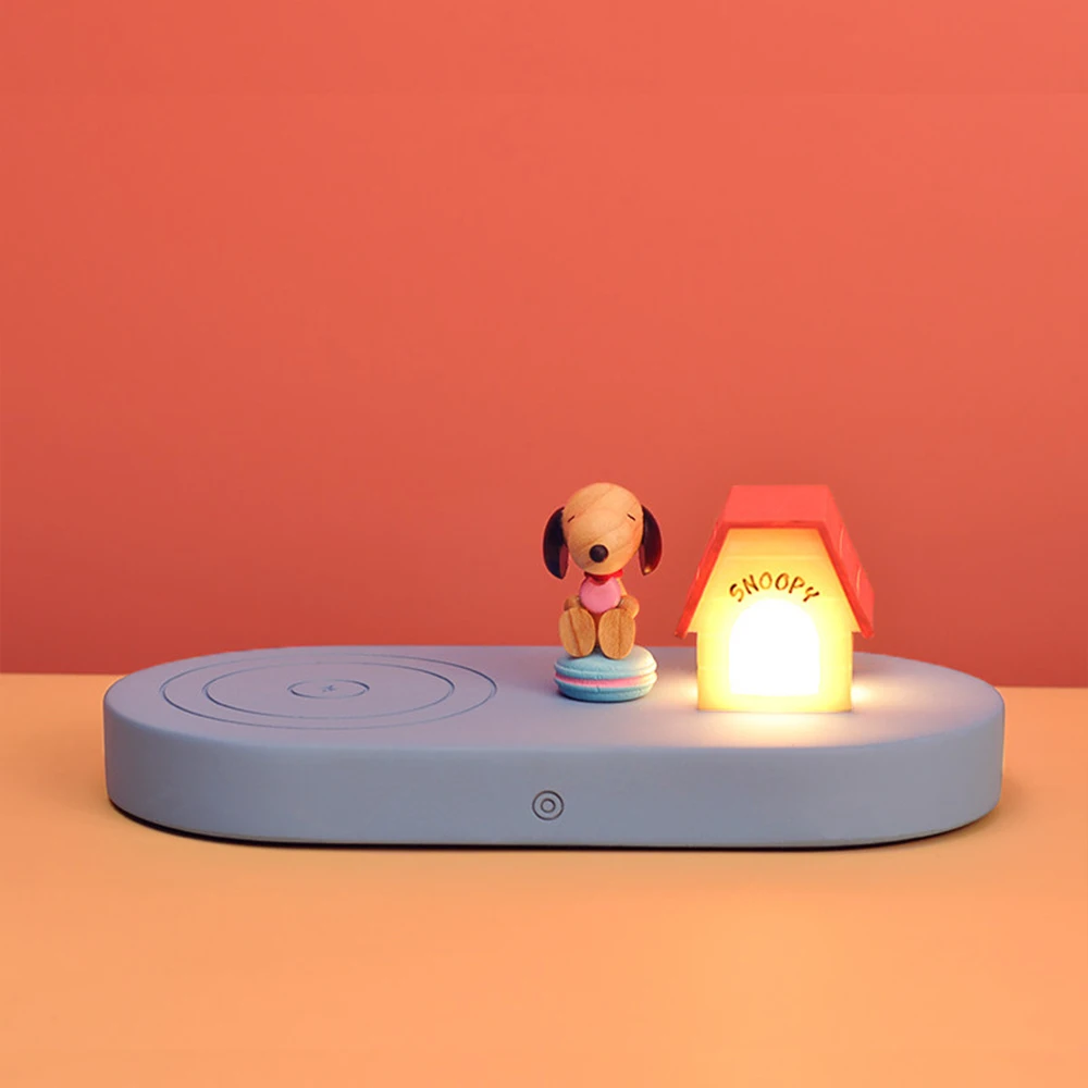 Anime Snoopy Wireless Charger Night Light Touch Control Phone Fast Charging Station Cartoon Bedroom Bedside Lamp Holiday Gift