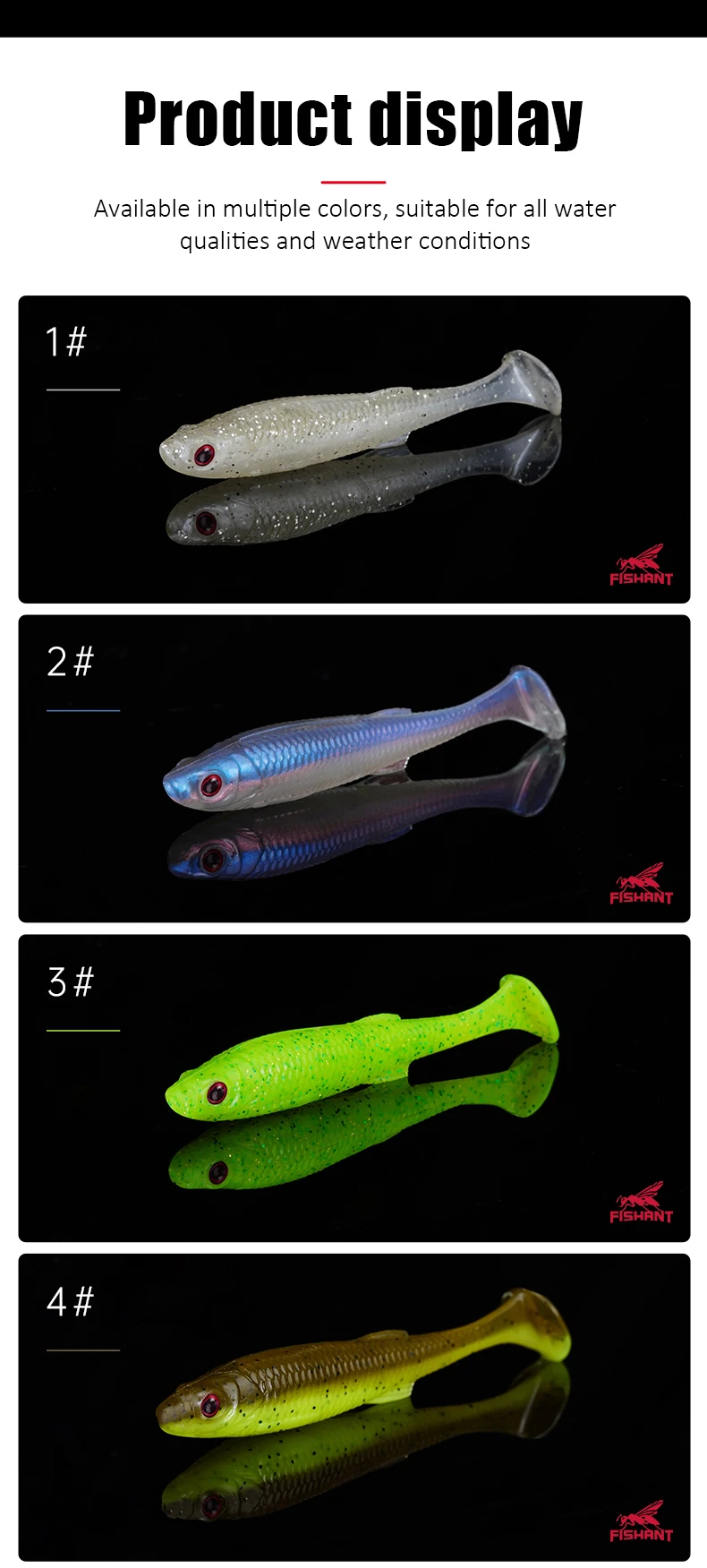 FISHANT Fat Real Fish T-Tail Soft Bait 2,0/2,5/2,8 Zoll schwimmender Köder für Wildfischen Wettkampffischen Mandarinenfisch Bass – Detail 7