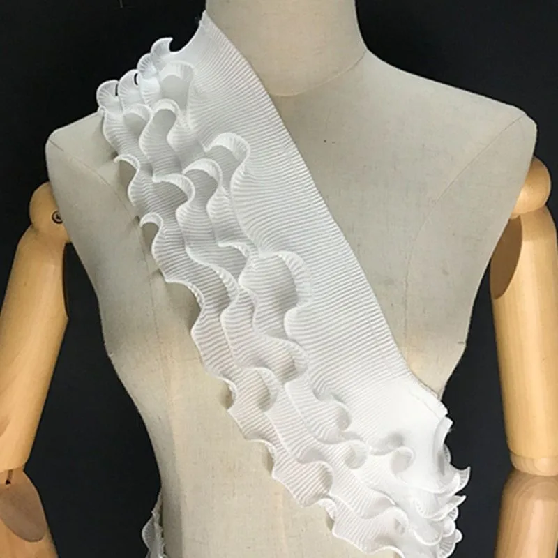 11 cm breit, vier 4-lagige Chiffon-Pilz-Spitze mit plissiertem Rüschenrand und Saumärmeln, DIY-Kleidungszubehör, Organza-Spitzenstoff 2024