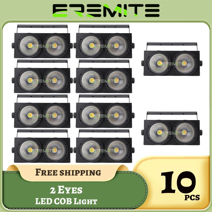 

No Tax 10Pcs 2x100W 2 Eyes LED Audience Light Cold/Warm white 2in1 COB Leds for Disco DJ/Wedding/Celebration Party Light