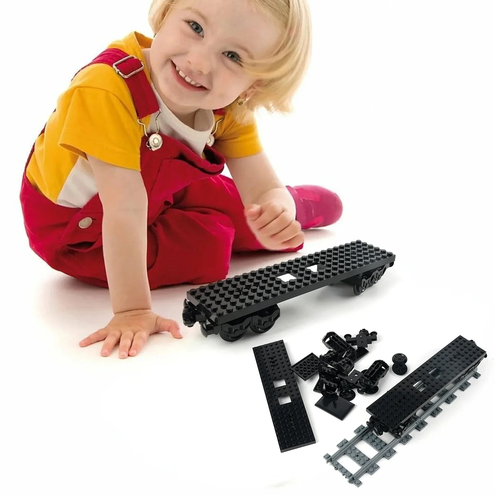 Moc cidade trem transporte blocos de construção conjunto diy brinquedo natal com base rodas haste tijolos criativos montado presente para crianças