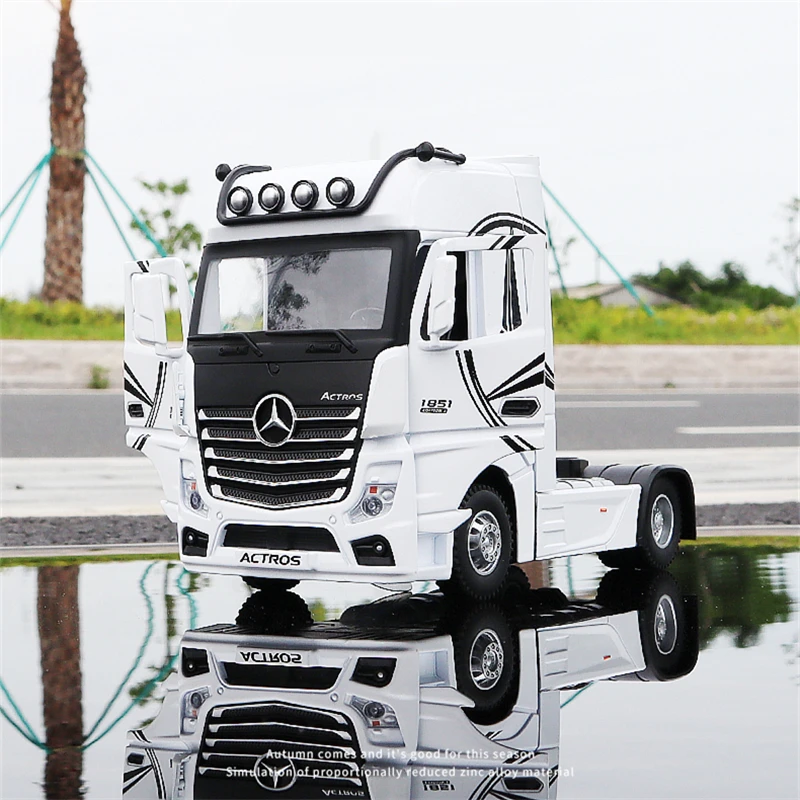 1/36 Alloy Truck Trailer Head Car Model Diecast Metal Container Truck Engineering Transport Vehicle Car Model Childrens Toy Gift