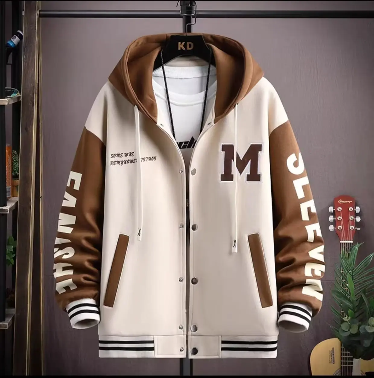Men\'s Hooded Baseball Jersey Autumn Korean Casual Hooded Jacket Harajuku High Street Fashion Men\'s Clothing High Quality Coat
