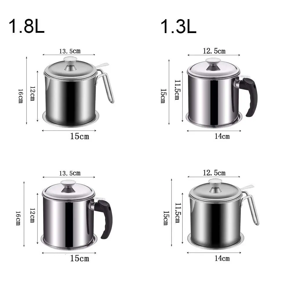 1.3L/1.8L Oil Filter Pot Large Capacity Lard Strainer Cooking Oil Strainer Storage Container Grease Keeper Filter tank Kitchen