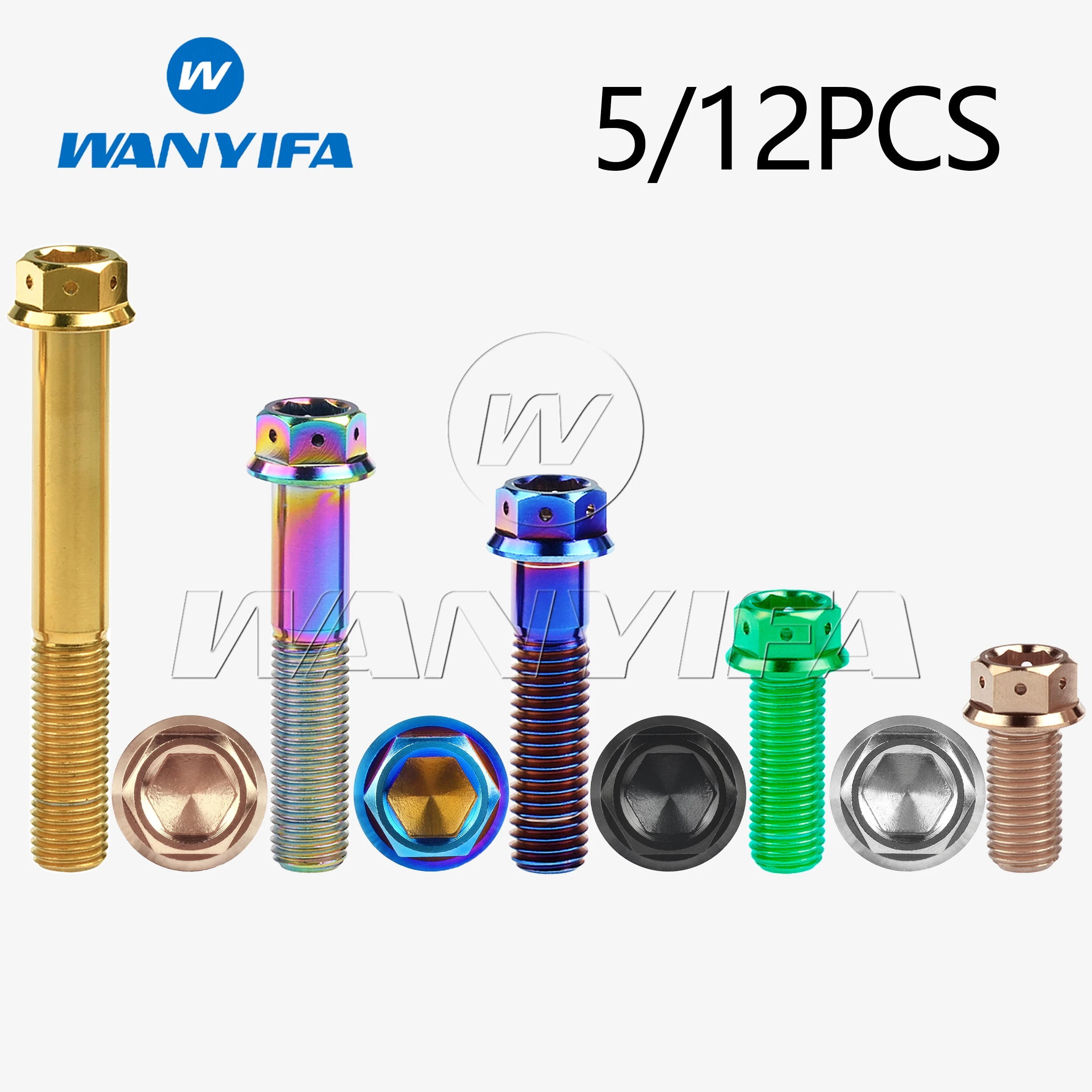 

Wanyifa Titanium Bolts M8 Flange Hex Head Screw For Motorcycle Car Modification M8x15 20 25 30 35 40 45 50 55mm 5/12PCS Screws