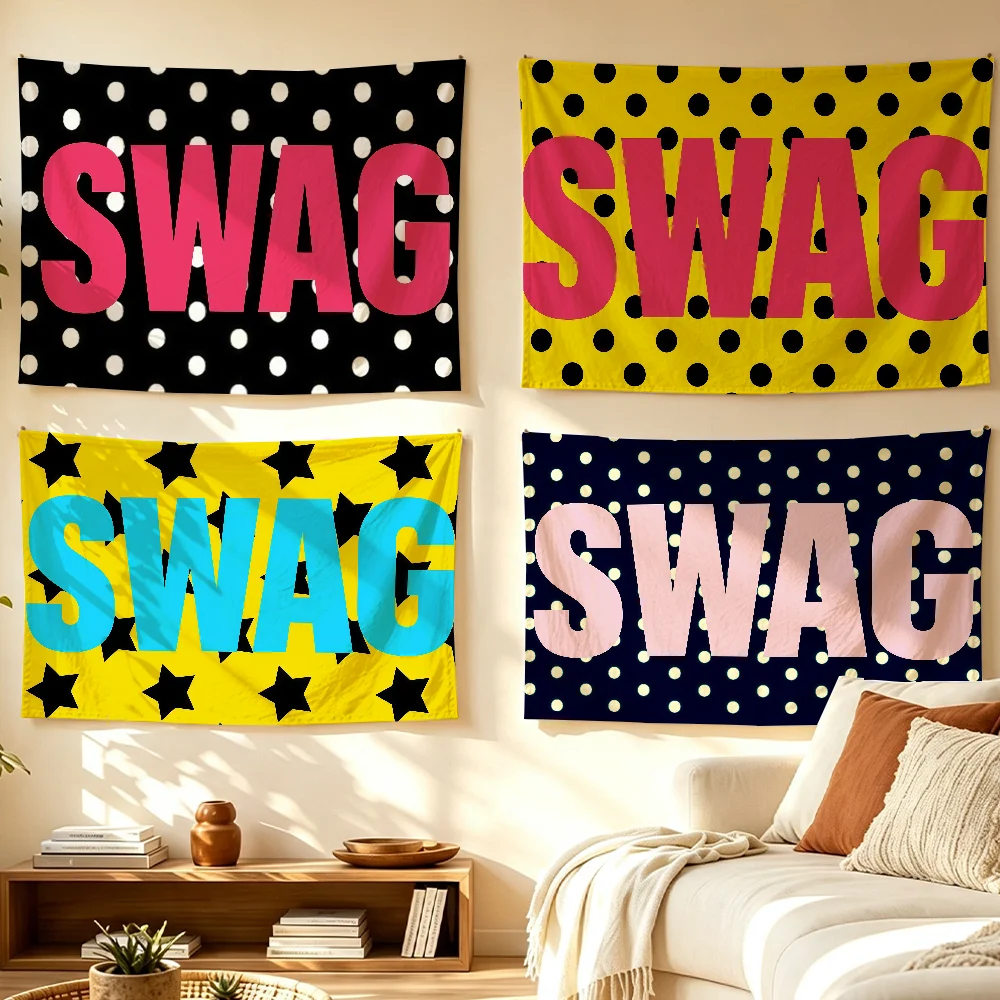 S-SWAG Polka Dot Art flag Room Decoration Wall Tapestry Hanging Aesthetic Bedrooms Advertising Banner