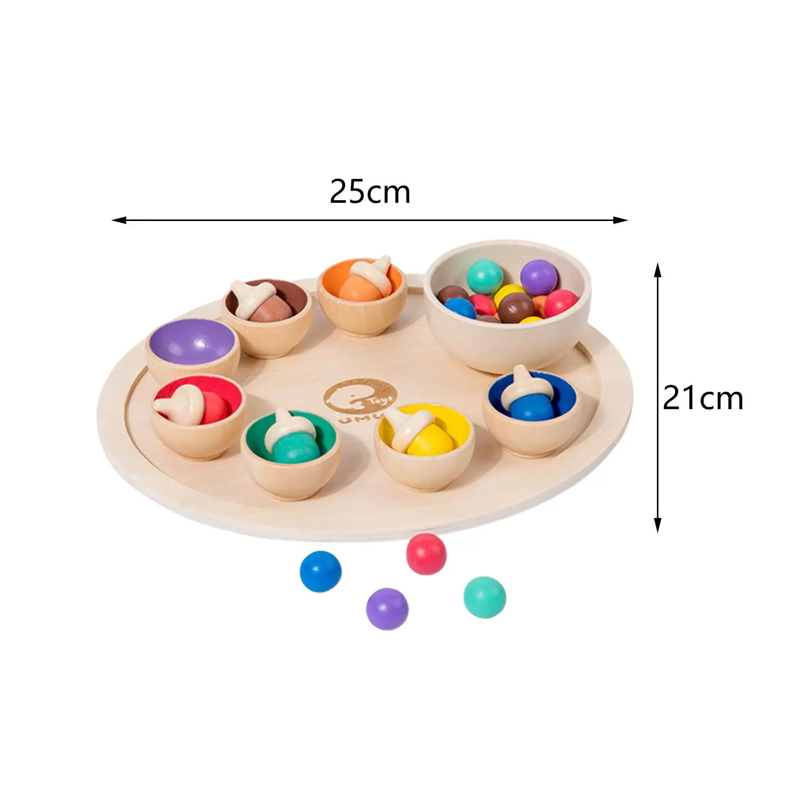 Wood Clip Beads Matching and Counting Board Game Fine Motor Wooden Rainbow Toys