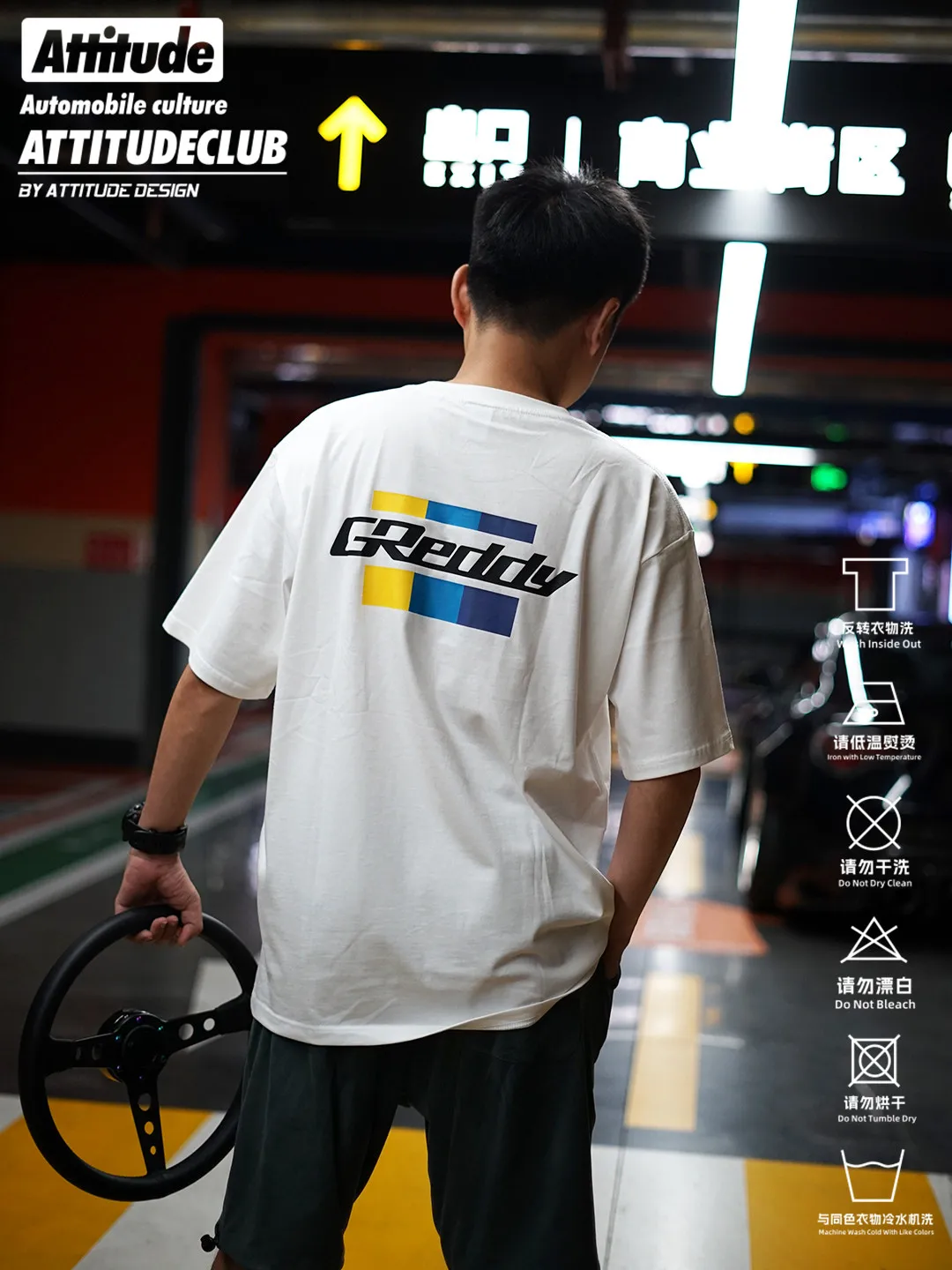 2026 Japanese JDM Modified Car Style 86BRZ Turbo Greddy Heavyweight Pure Cotton Short Sleeved T-shirt Ins Y2k