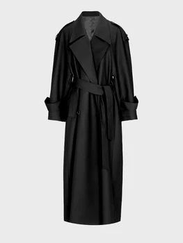 Lautaro Spring Autumn Oversized Khaki Extra Long Dark Purple Trench Coat for Women Double Breasted Elegant Luxury Overcoat 2025 2 Lautaro Spring Autumn Oversized Khaki Extra Long Dark Purple Trench Coat for Women Double Breasted Elegant Luxury Overcoat 2025 2