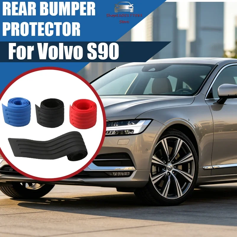 

Car trunk door sill plate protector anti-scratch rear bumper guard rubber insert liner trim for Volvo S90