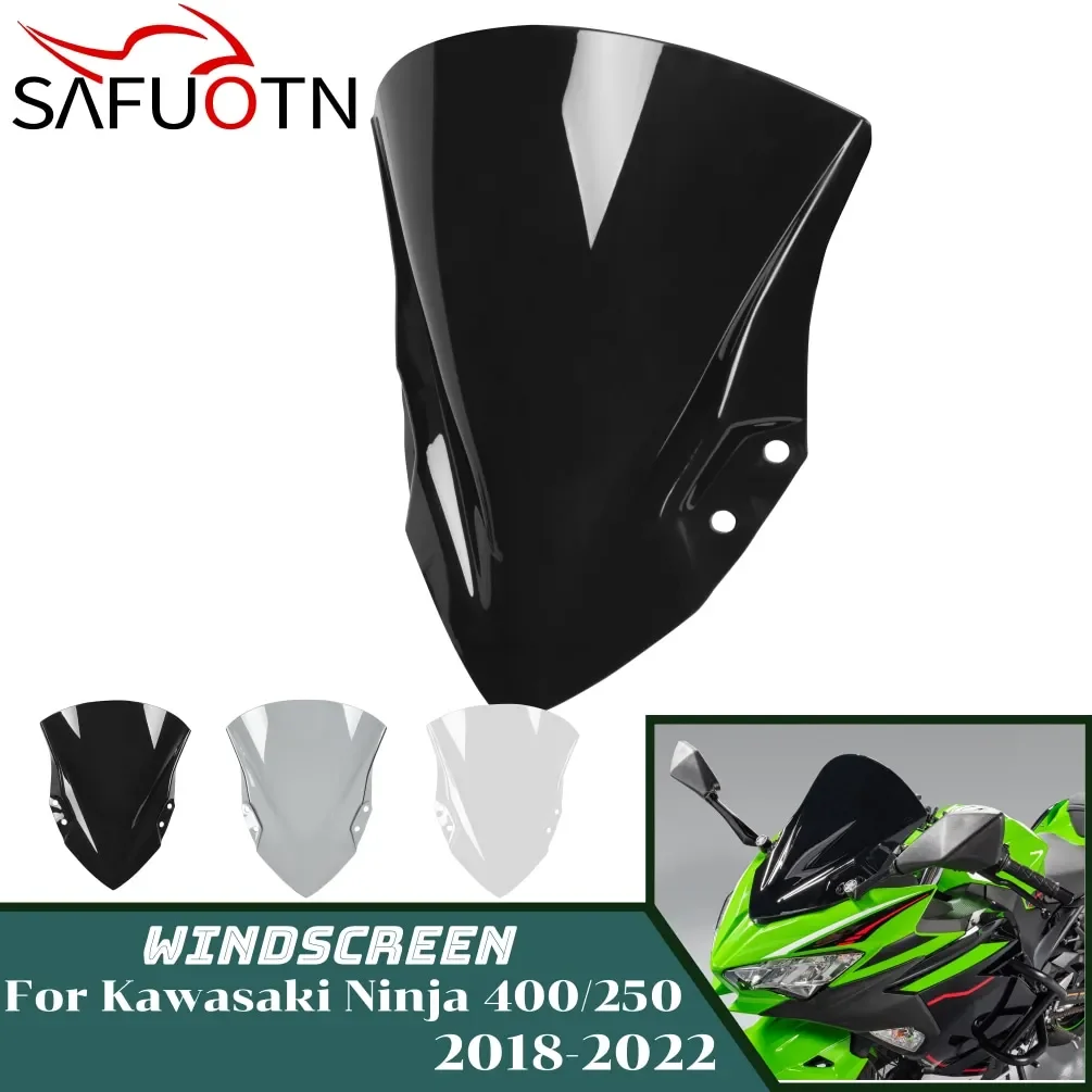 

Ветровое стекло Ninja400 Ninja250 для Kawasaki Ninja 400 250 2018-2023, ветрозащитный экран для мотоцикла, дефлектор, аксессуары