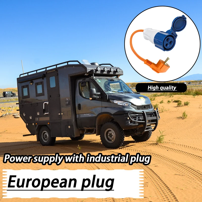 1pc EU Plug To 16A Socket Adapter UK HOOK-UP LEAD 3PIN / 230V MAINS ADAPTOR Domestic 3Pin Socket For RV Camper Van Station Wagon