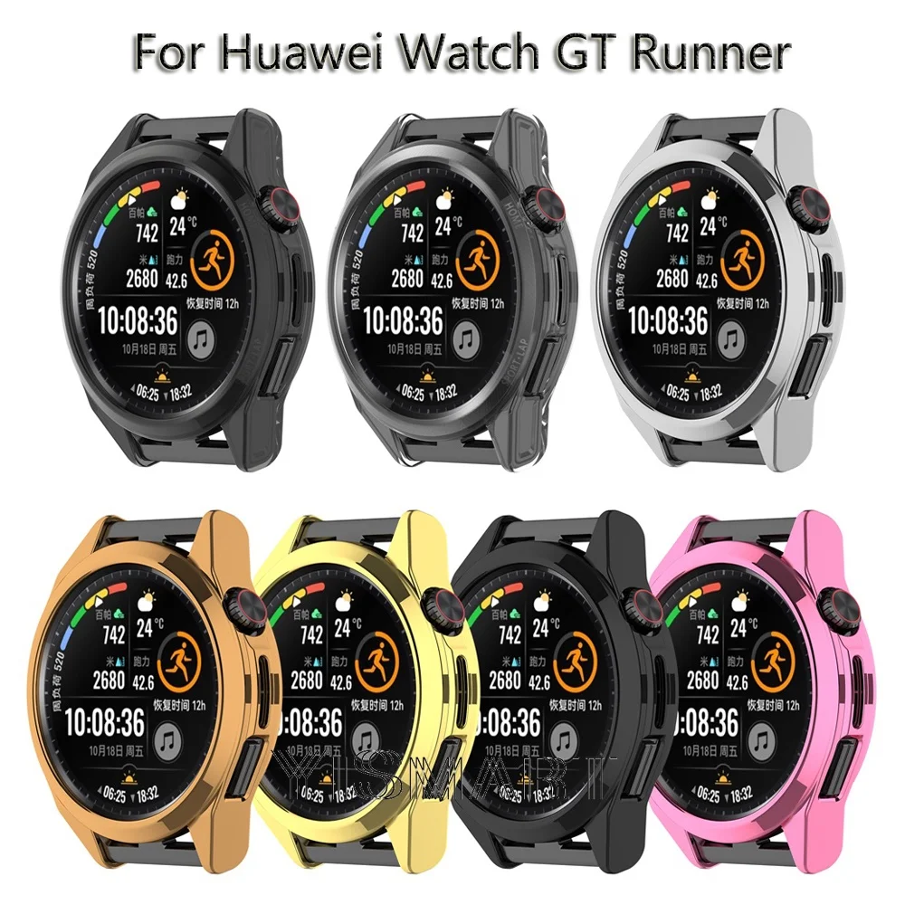 TPU Case for Huawei Watch GT Runner Smartwatch Protector Plated Soft Hollow Cover Protective Bumper Shell for GT Runner