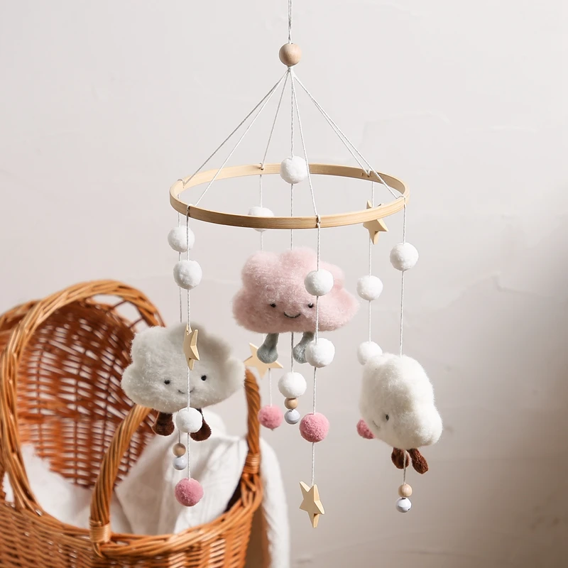 

1set Baby Crib Mobile Baby Rattles Cartoon Cloud Star Wooden Wind Chime Bed Bell Crib Hanging Toys Room Cot Decors Baby Gifts