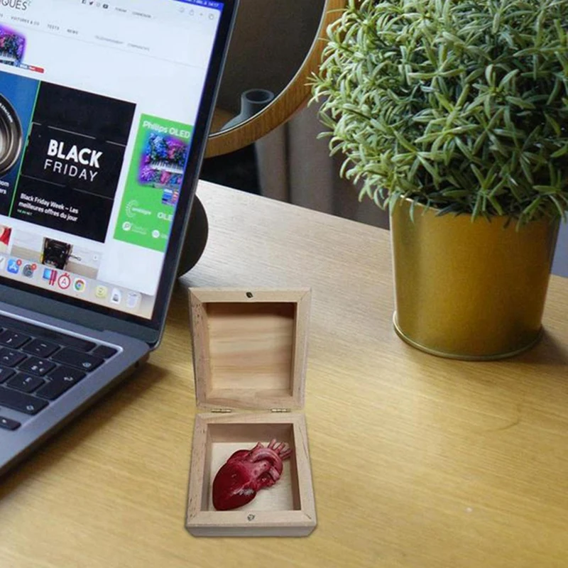 

ABHI-Creative Real Heart Organ Heart Box Prank Trick Funny Spoof Funny Trick Human Heart, Wood Color Easy Install