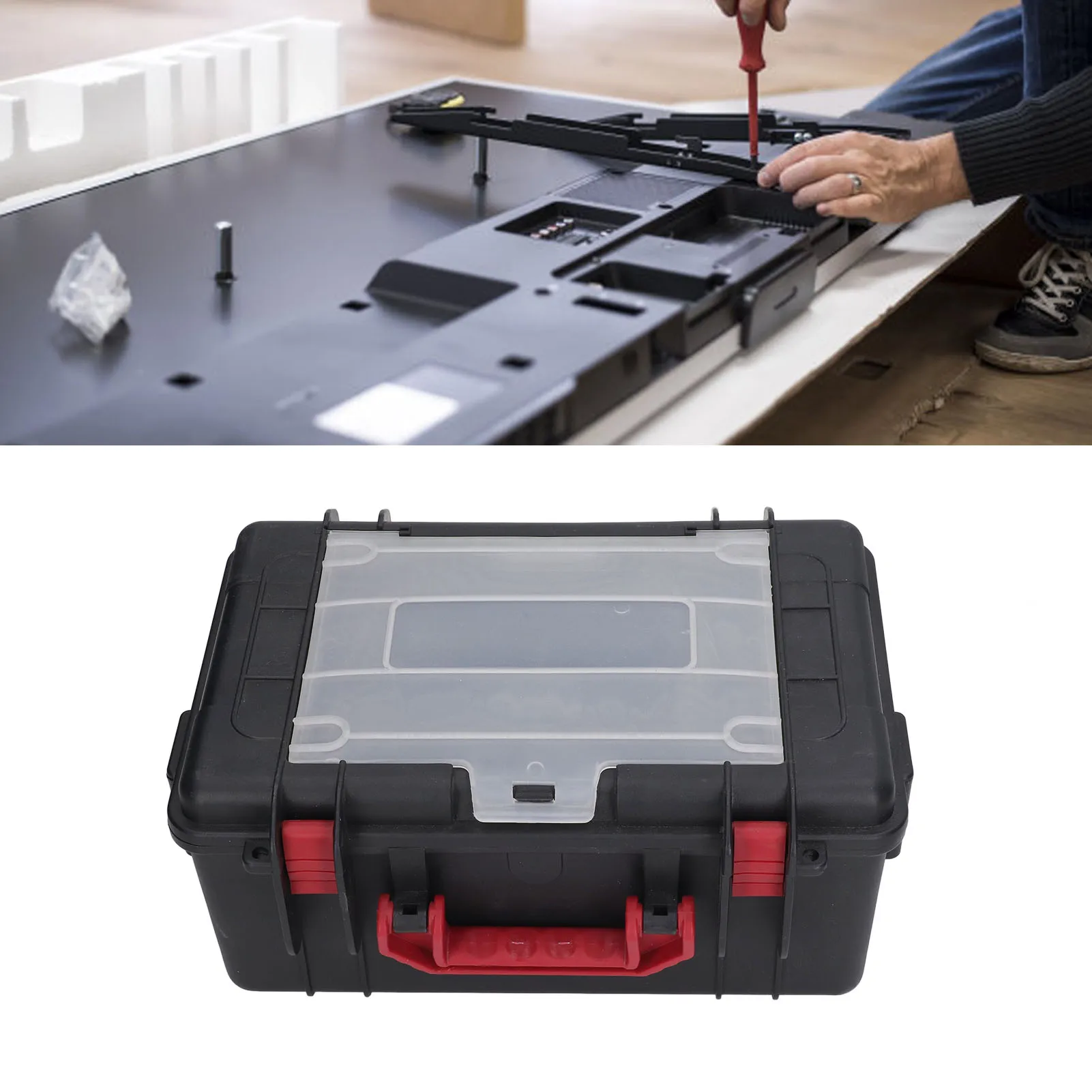 صندوق أدوات الأجهزة متعدد الوظائف باللون الأسود صندوق تخزين بلاستيكي محمول لتنظيم الأجزاء صندوق أدوات الأجهزة صندوق أدوات بلاستيكي